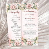 Chic Dusty Pink Floral Eucalyptus Wedding Program プログラム