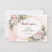 Chic Dusty Pink Floral Eucalyptus Wedding Thank U サンキューカード (正面)
