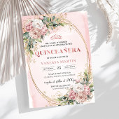 Chic Dusty Pink Flowers Eucalyptus 15th Birthday  招待状