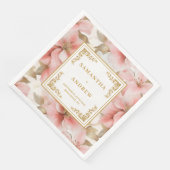 Chic dusty pink ivory floral paper napkins (コーナー)