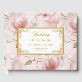 Chic dusty pink ivory floral wedding guest book ゲストブック (正面)