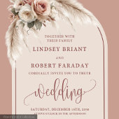 Chic Dusty Pink Pampas Floral Wedding Invitation 招待状