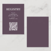 Chic Dusty Purple Wedding Registry QR Code エンクロージャーカード (正面/裏面)