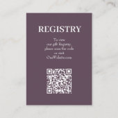 Chic Dusty Purple Wedding Registry QR Code エンクロージャーカード (正面)