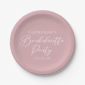 Chic Dusty Rose Pink Bachelorette Party Custom ペーパープレート (正面)