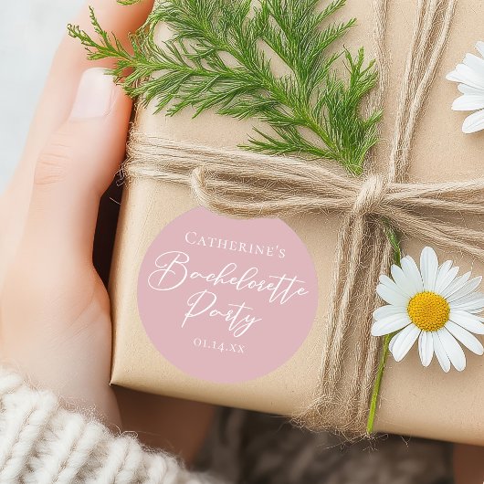 Chic Dusty Rose Pink Bachelorette Party Custom ラウンドシール