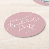 Chic Dusty Rose Pink Bachelorette Party Custom ラウンドペーパーコースター (アングル)