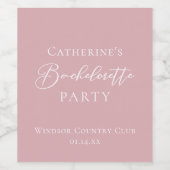 Chic Dusty Rose Pink Bachelorette Party Custom ワインラベル (シングルラベル)