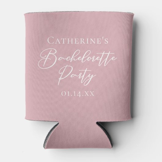 Chic Dusty Rose Pink Bachelorette Party Custom 缶クーラー (正面)