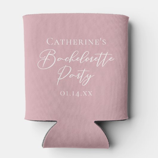 Chic Dusty Rose Pink Bachelorette Party Custom 缶クーラー (裏面)