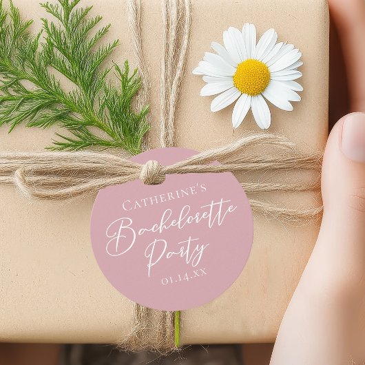 Chic Dusty Rose Pink Custom Bachelorette Party フェイバータグ