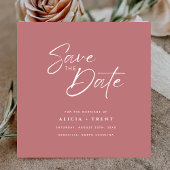 Chic Dusty Rose & White Calligraphy Save the Date 招待状