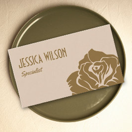 Chic earthy beige pastel gold flower professional 名刺