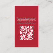 Chic Editorial Deep Red Compact QR Code Wedding エンクロージャーカード (裏面)