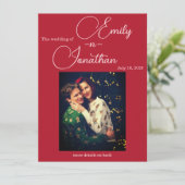 Chic Editorial Deep Red One Photo Wedding 招待状 (スタンド正面)