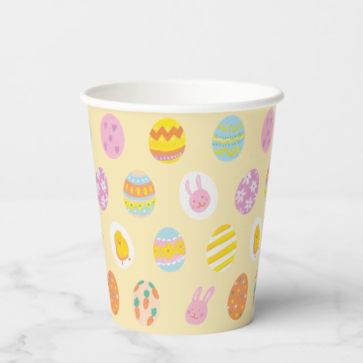 Chic Egg Pattern Soft Yellow Kids Birthday Party 紙コップ (裏面)
