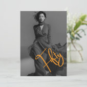 Chic Elegant Black & Pink Photo 50th Birthday  招待状 (スタンド正面)