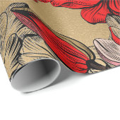 Chic Elegant Black Red Roses on Gold ラッピングペーパー (ロールコーナー)