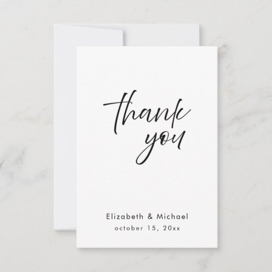 Chic Elegant Black Tie Wedding Thank You Card 招待状 (正面)