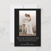 Chic Elegant Black Tie Wedding Thank You Card 招待状 (裏面)