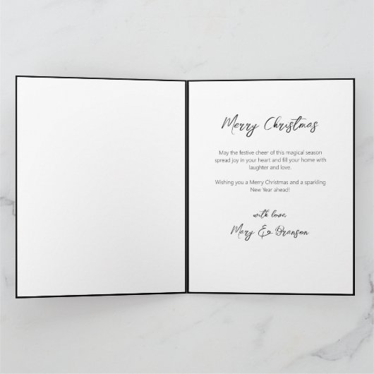 Chic Elegant Black White Merry Christmas Tree      カード (内部)