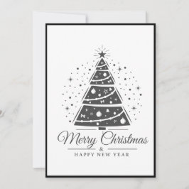 Chic Elegant Black White Merry Christmas Tree      シーズンカード