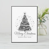 Chic Elegant Black White Merry Christmas Tree シーズンカード (スタンド正面)