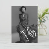 Chic Elegant Black & White Photo 50th Birthday  招待状 (スタンド正面)