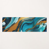 Chic Elegant blue green gold Faux Marble  ヨガマット (正面(横))