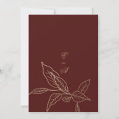 Chic elegant burgundy gold glitter floral wedding  招待状 (裏面)