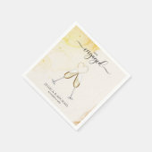 Chic Elegant Champagne Gold Heart Engagement Party スタンダードカクテルナプキン (角)