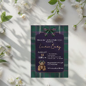 Chic elegant fancy bear baby shower invitation 招待状