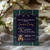 Chic elegant fancy bear baby shower invitation 招待状