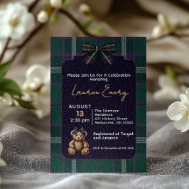 Chic elegant fancy bear baby shower invitation 招待状