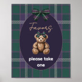 Chic Elegant Fancy Bear Favor Sign ポスター (正面)