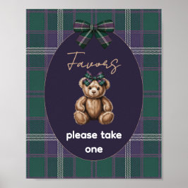 Chic Elegant Fancy Bear Favor Sign ポスター