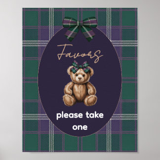 Chic Elegant Fancy Bear Favor Sign ポスター