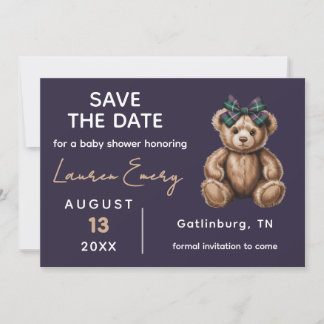Chic Elegant Fancy Bear Save The Date  招待状