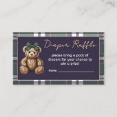 Chic elegant fancy girl bear theme diaper raffle エンクロージャーカード (正面)