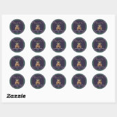 Chic elegant fancy girl bear theme sticker ラウンドシール (シート)