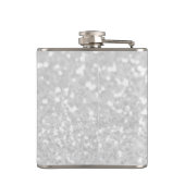 Chic elegant glamour White Faux Glitter フラスク (裏面)