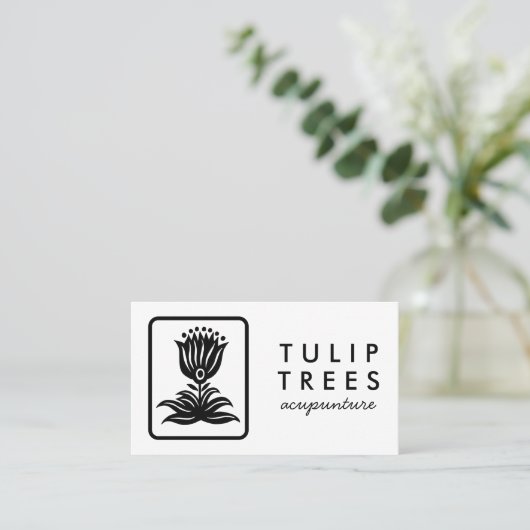 Chic Elegant Logo Stylized Tulip Wellness Healer  名刺 (スタンド正面)