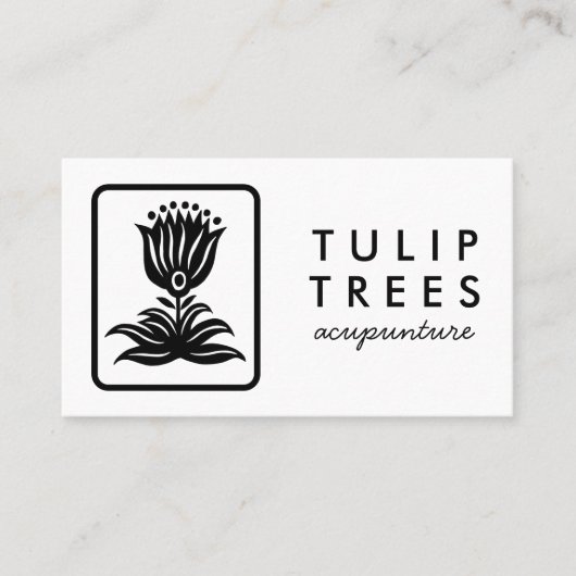 Chic Elegant Logo Stylized Tulip Wellness Healer  名刺 (正面)