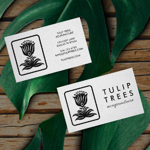 Chic Elegant Logo Stylized Tulip Wellness Healer 名刺