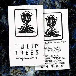 Chic Elegant Logo Stylized Tulip Wellness Healer 名刺