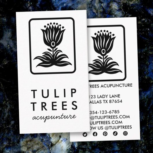 Chic Elegant Logo Stylized Tulip Wellness Healer 名刺