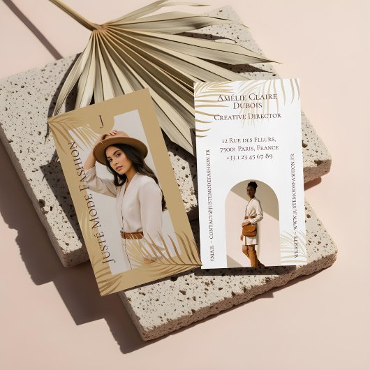 Chic Elegant Luxury Gold Palm Tree Photo Monogram 名刺