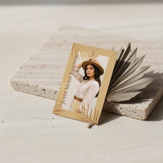 Chic Elegant Luxury Gold Palm Tree Photo Monogram 名刺