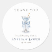 Chic Elegant Martini Baby Shower Party Thank You ラウンドシール (正面)