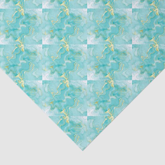 Chic Elegant Minty Green Gold Shell Decoupage  薄葉紙 (詳細)